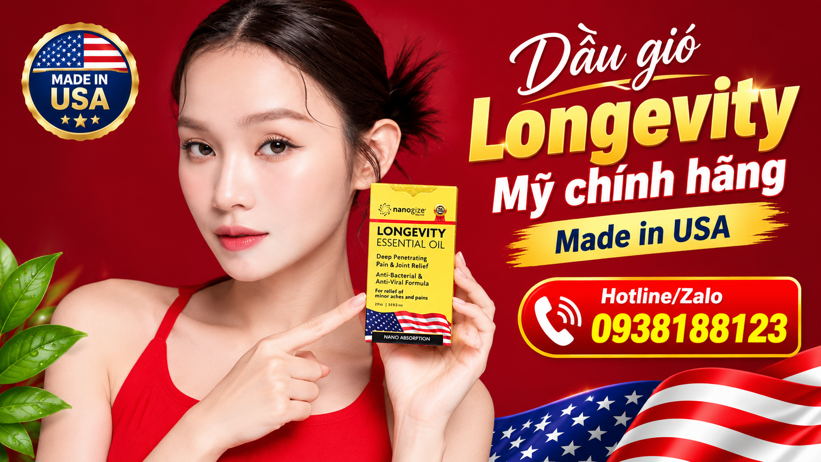 dầu gió Mỹ Longevity chính hãng